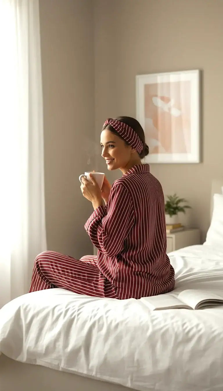 Maroon 🇱🇻 Striped Silk - ELORA OFFICIAL