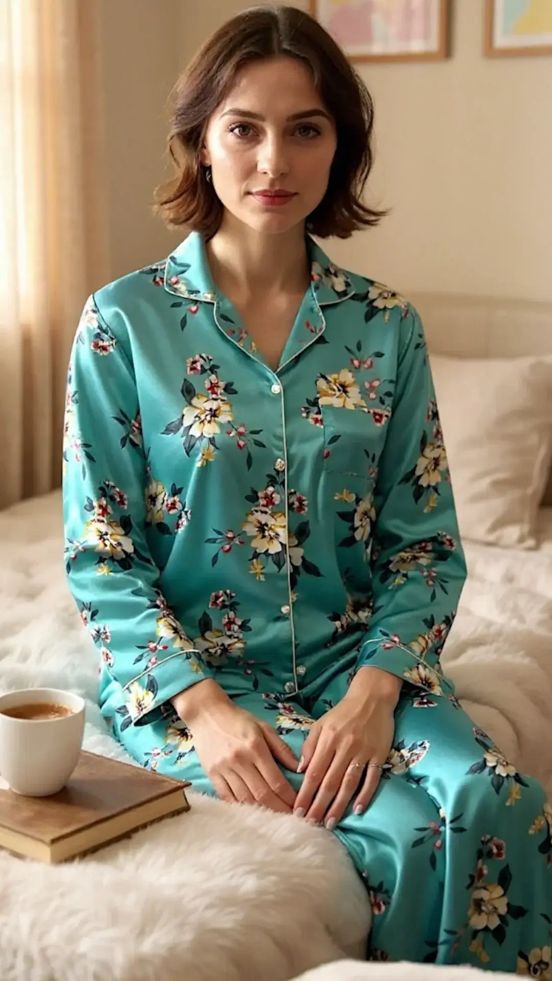 Teal ๐ผ Floral Silk - ELORA OFFICIAL