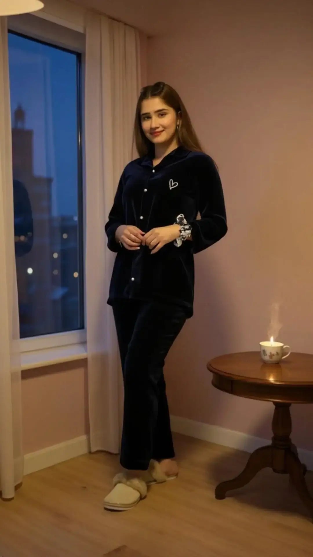 Navy Velvet Solid - ELORA OFFICIAL