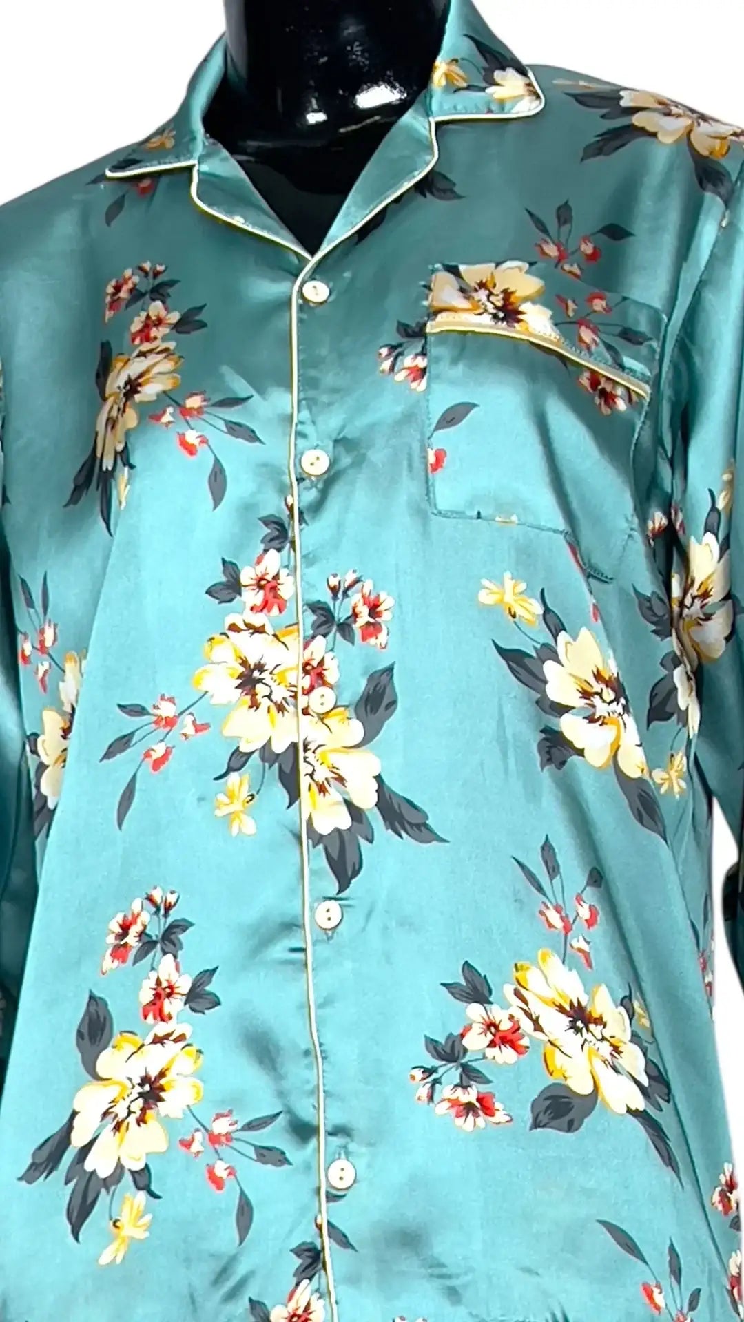 Teal ๐ผ Floral Silk - ELORA OFFICIAL