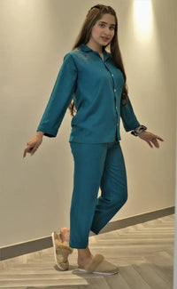 Thumbnail for Solid Teal Linen - ELORA OFFICIAL
