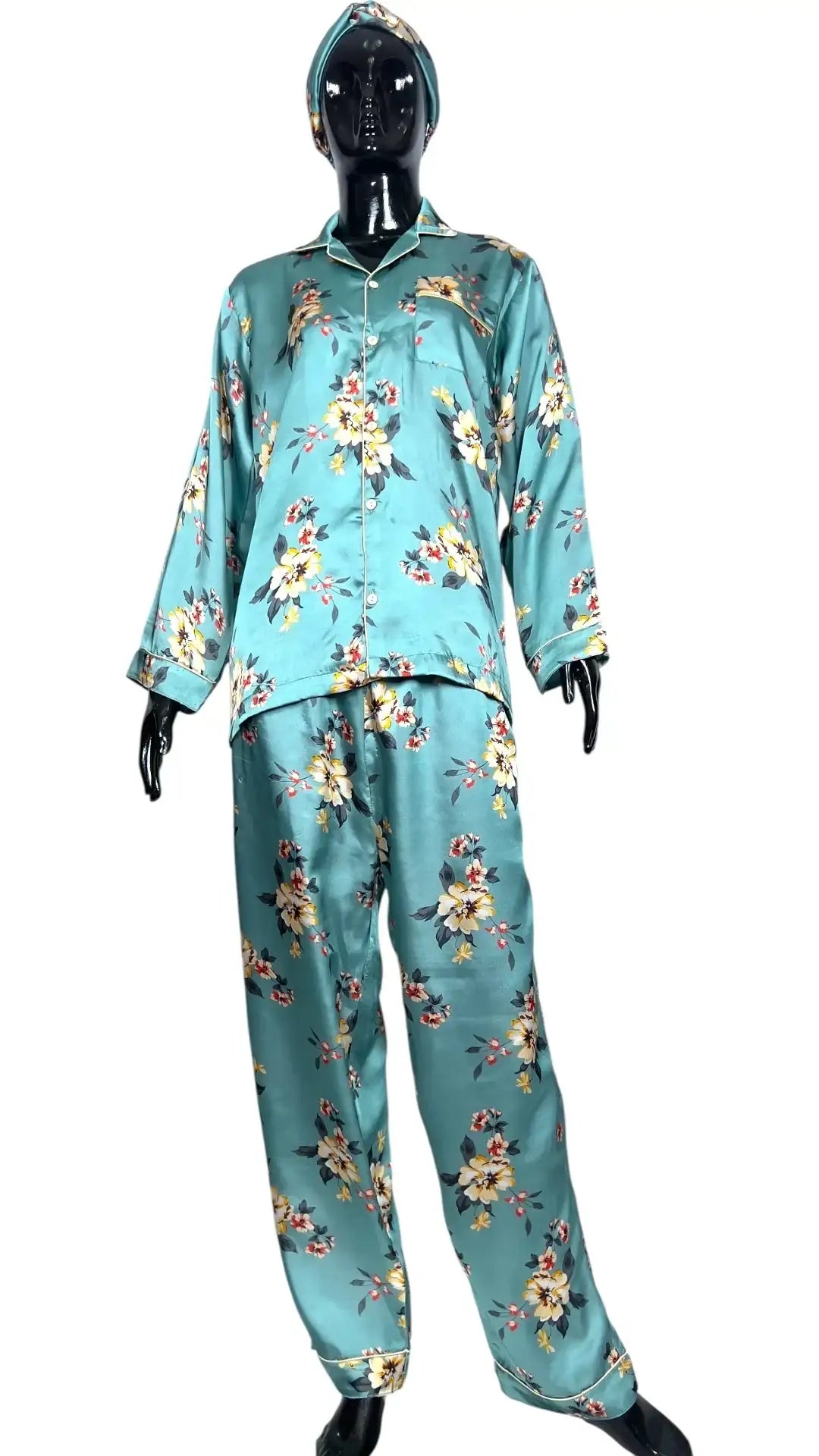 Teal ๐ผ Floral Silk - ELORA OFFICIAL