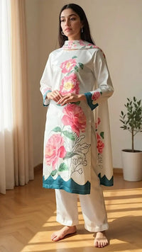 Thumbnail for Eden 3 Piece CO-ORD Set Floral Silk - ELORA OFFICIAL