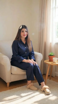 Thumbnail for Solid Navy Linen - ELORA OFFICIAL