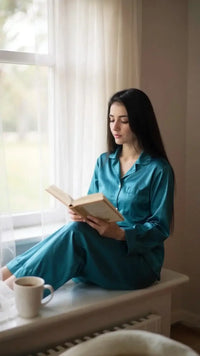Thumbnail for Solid Teal Silk - ELORA OFFICIAL