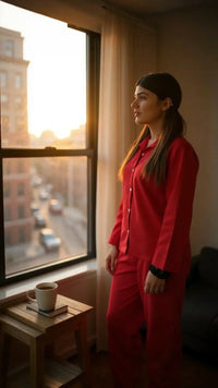 Thumbnail for Solid Red Linen - ELORA OFFICIAL