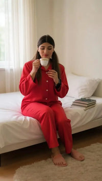 Thumbnail for Solid Red Linen - ELORA OFFICIAL