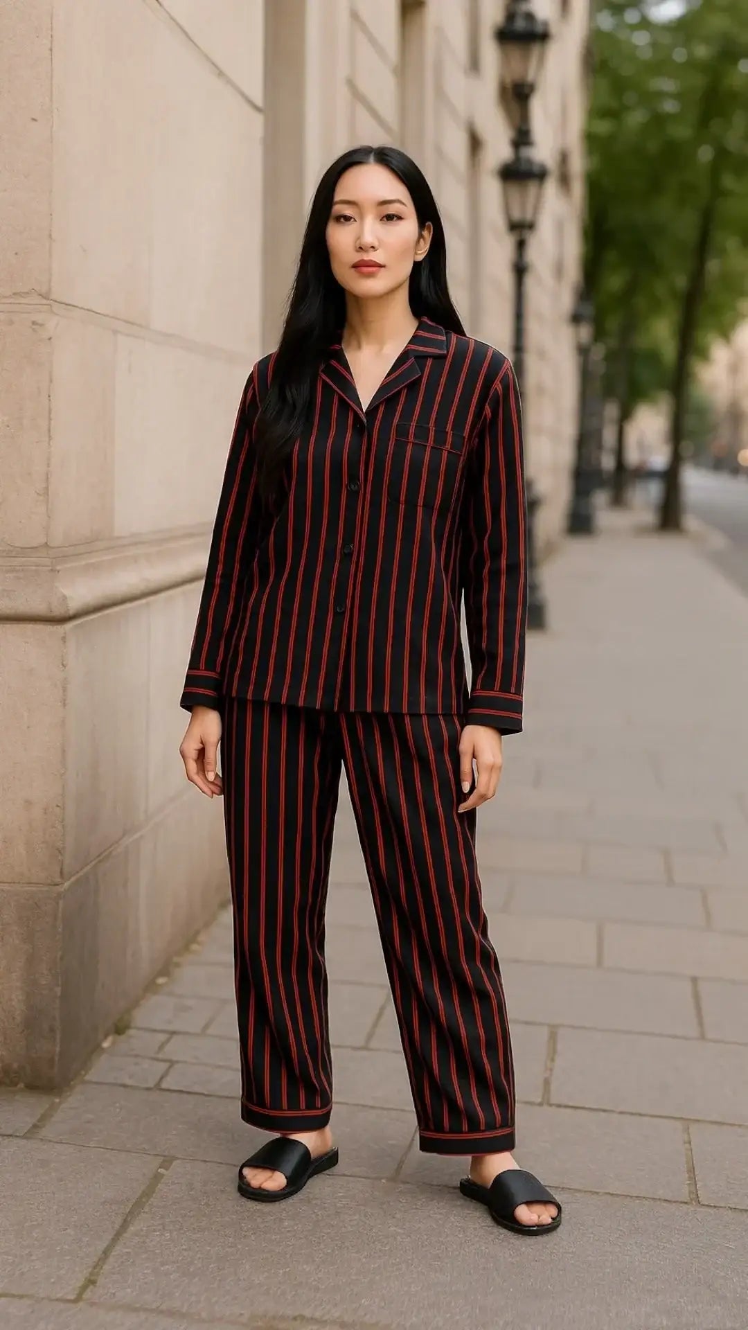 Red 🍷 Striped Linen - ELORA OFFICIAL