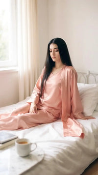 Thumbnail for Mulberry Silk 3 Piece Robe Set Solid (10 Colors) - ELORA OFFICIAL