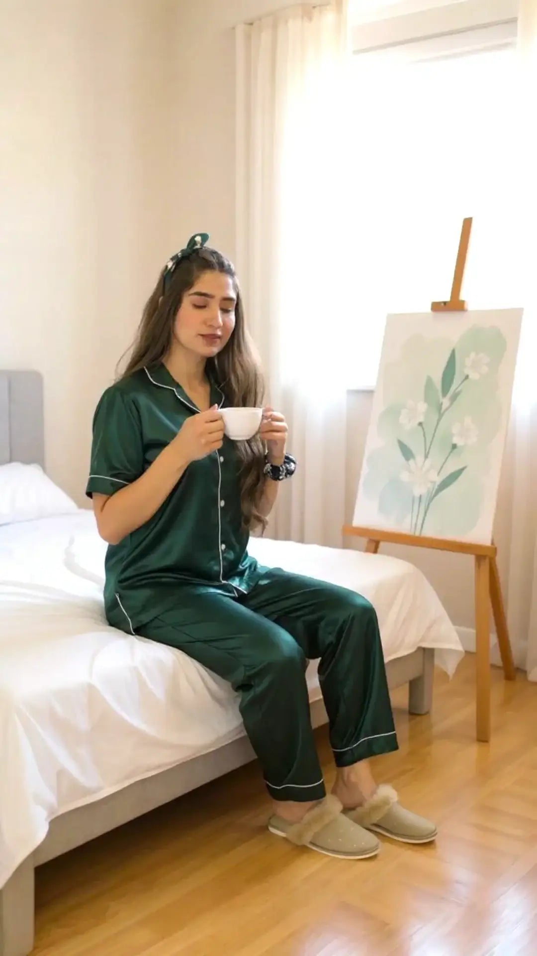 Plain Emerald Silk - ELORA OFFICIAL