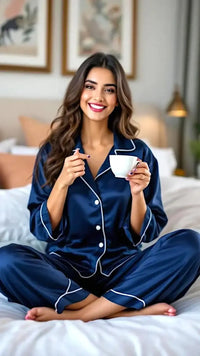 Thumbnail for Plain Navy Silk - ELORA OFFICIAL