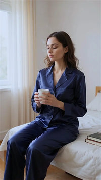 Thumbnail for Solid Navy Silk - ELORA OFFICIAL