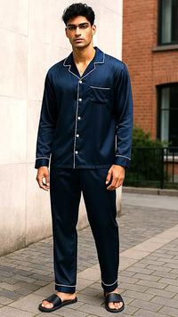 Thumbnail for Men’s Plain Navy Silk - ELORA OFFICIAL