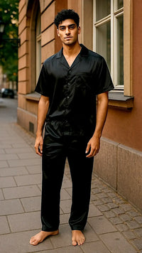 Thumbnail for Men’s Solid Black Silk - ELORA OFFICIAL
