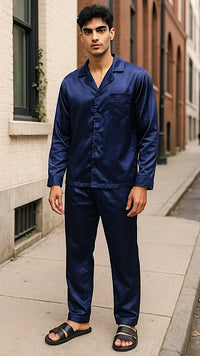 Thumbnail for Men’s Solid Navy Silk - ELORA OFFICIAL