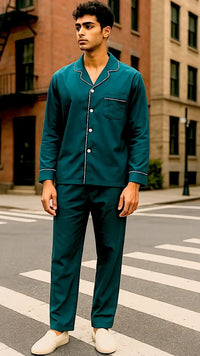 Thumbnail for Men’s Plain Teal Linen - ELORA OFFICIAL