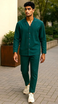 Thumbnail for Men’s Solid Teal Linen - ELORA OFFICIAL