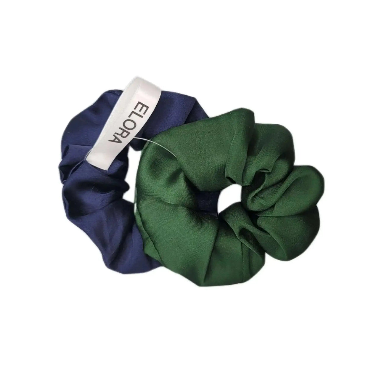 Navy/Emerald Silk Scrunchy Set - ELORA OFFICIAL