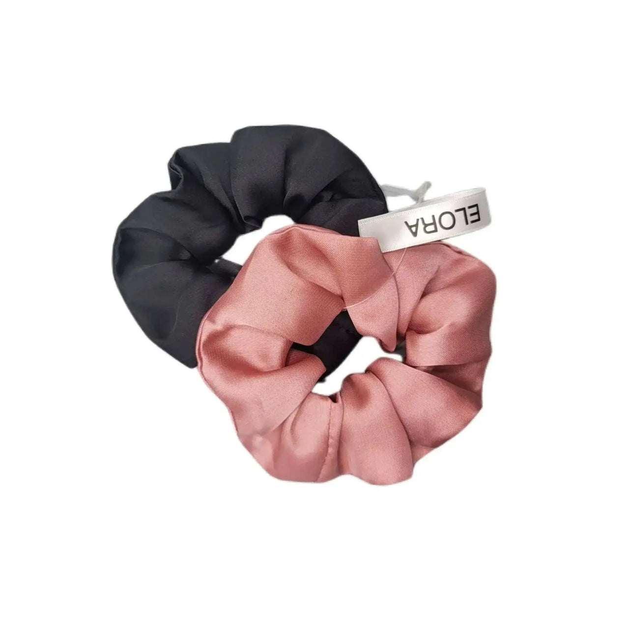 Nude/Black Silk Scrunchy Set - ELORA OFFICIAL