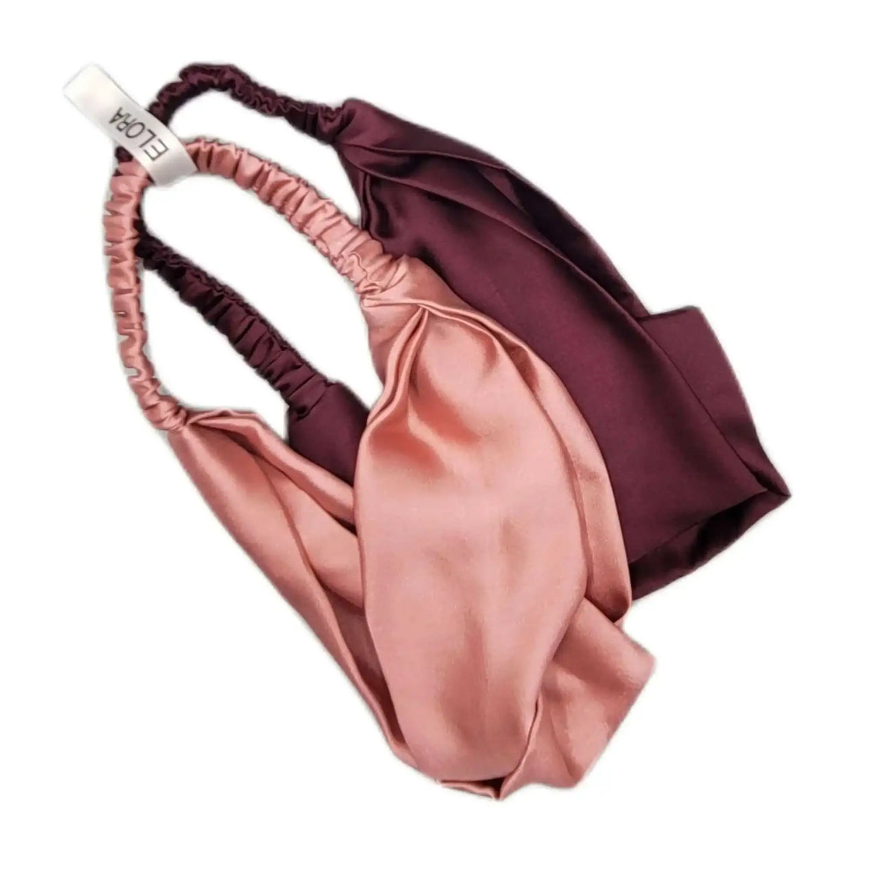 Nude/Plum Silk Headband Set - ELORA OFFICIAL