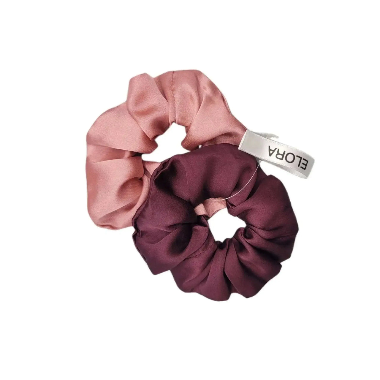 Nude/Plum Silk Scrunchy Set - ELORA OFFICIAL