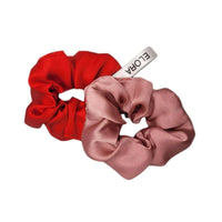 Thumbnail for Nude/Red Silk Scrunchy Set - ELORA OFFICIAL