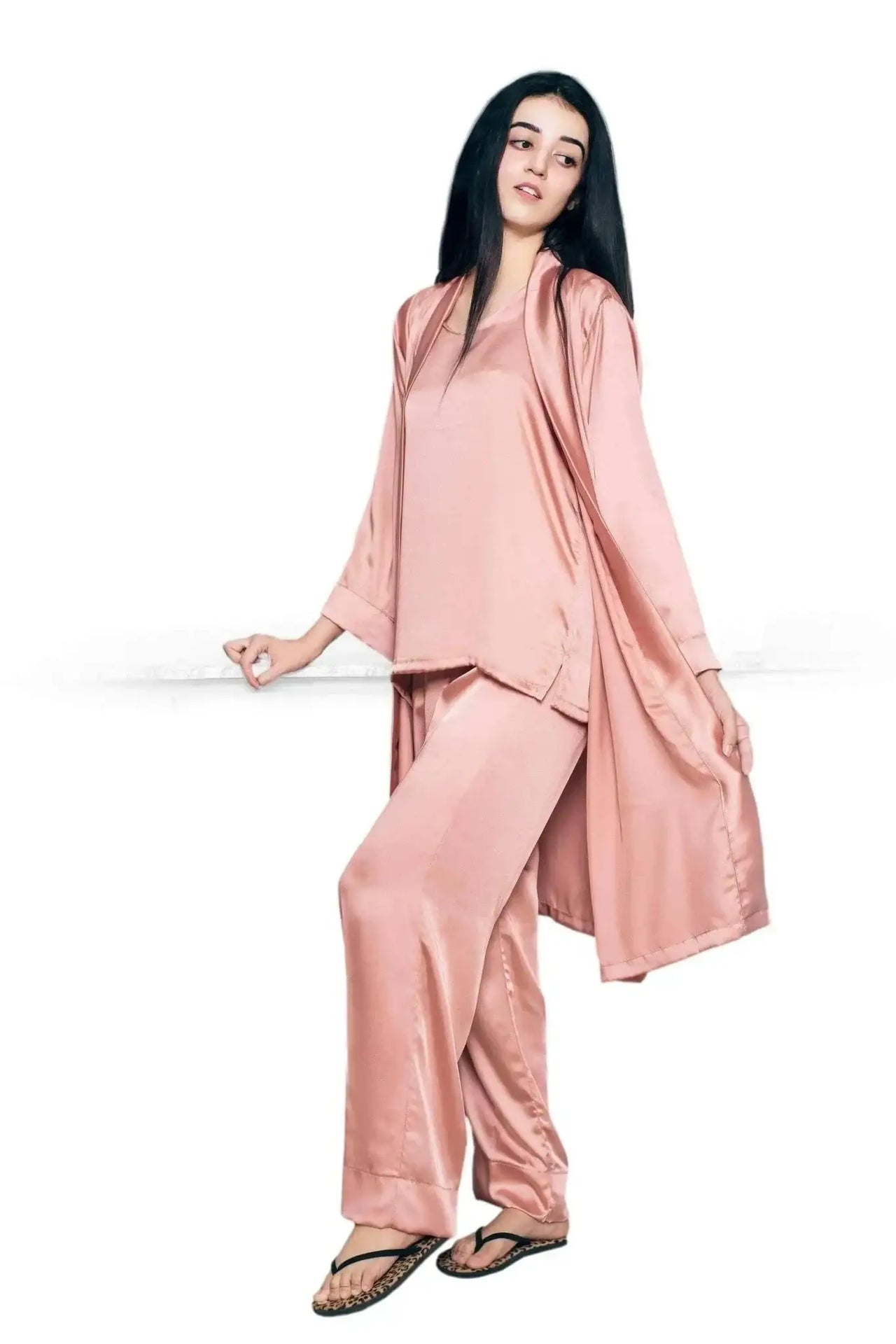 Mulberry Silk 3 Piece Robe Set Solid (10 Colors) - ELORA OFFICIAL