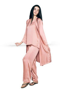 Thumbnail for Mulberry Silk 3 Piece Robe Set Solid (10 Colors) - ELORA OFFICIAL