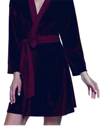 Thumbnail for Plum Velvet Solid Robe | Gown - ELORA OFFICIAL
