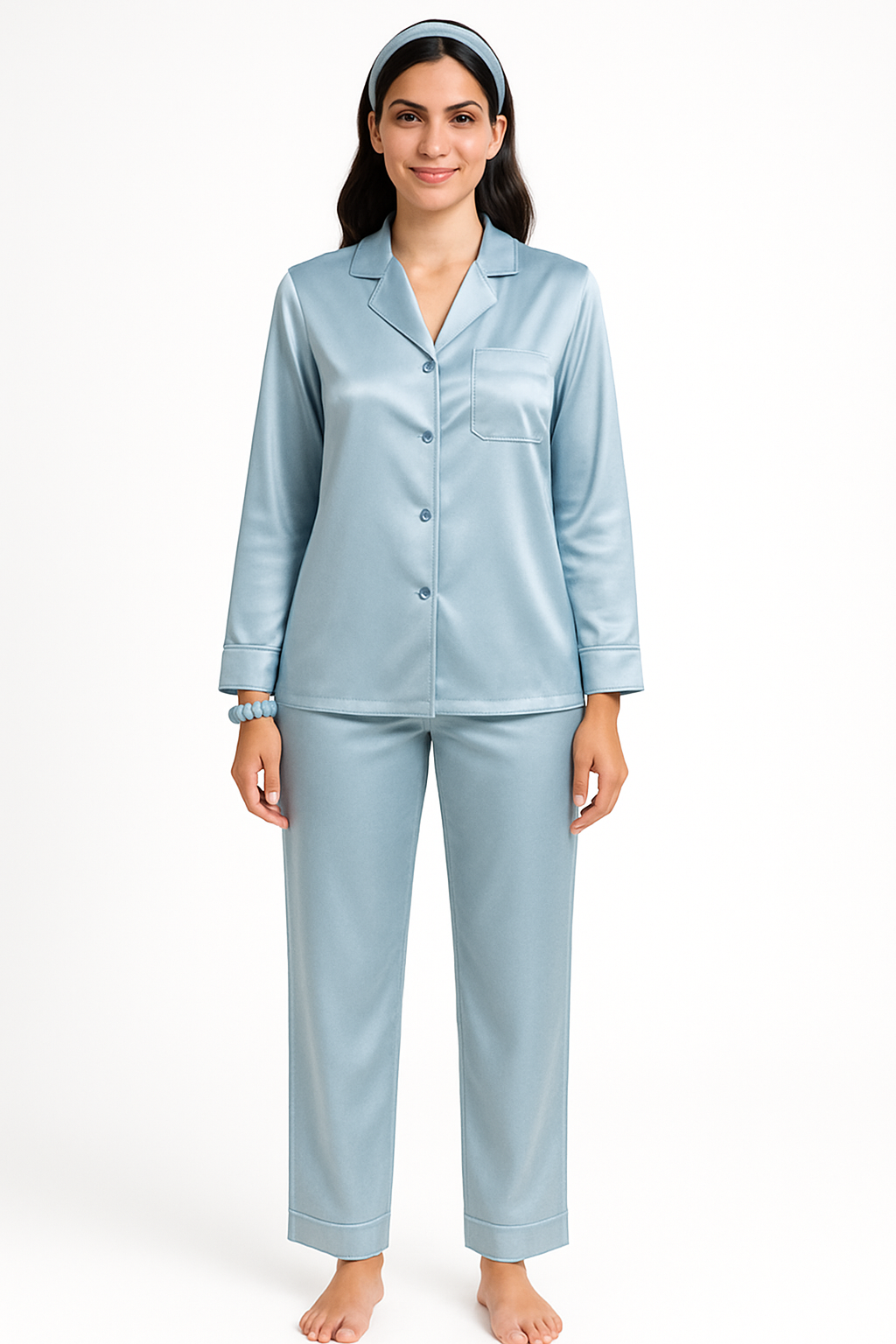 Solid Powder Blue Silk